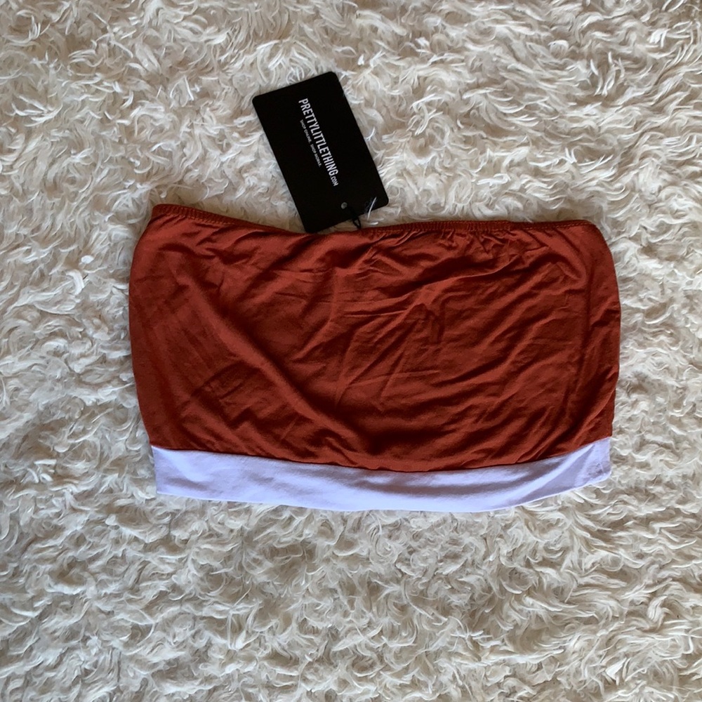 NWT PrettyLittleThing Rust Bandeau Crop Top